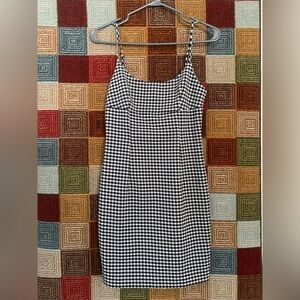 Black & White Gingham Spaghetti Strap mini Dress